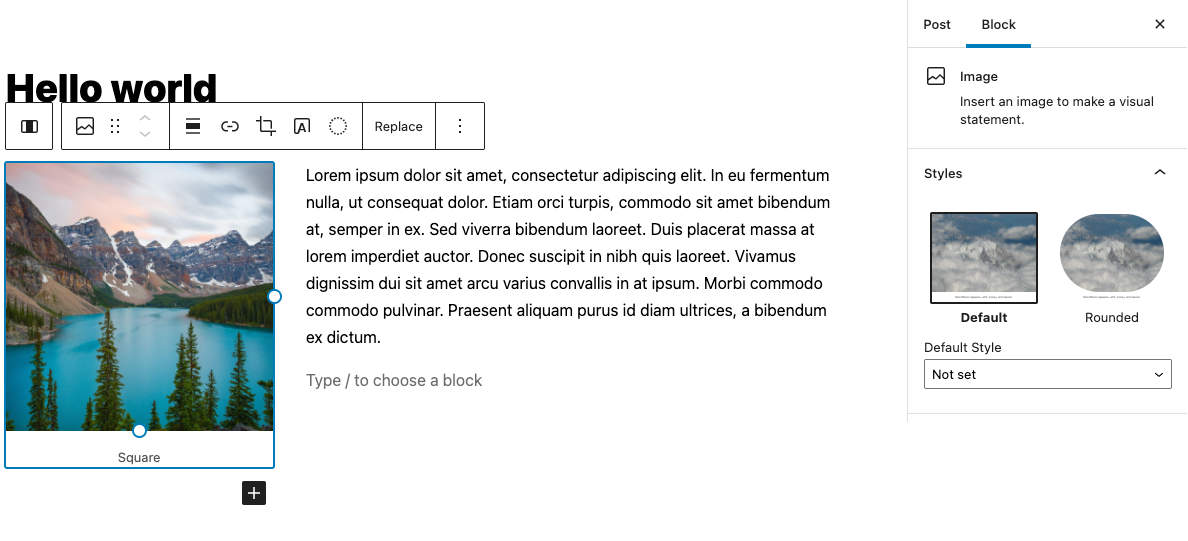 Square Image block styles Square Image block styles
