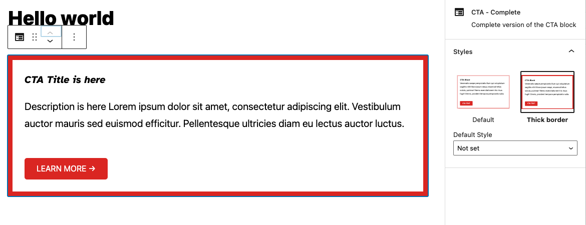 Thick border CTA style alt text